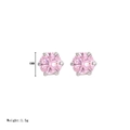 Classic 6-claw silver studs featuring 6mm round-cut pink gemstones, weighing 1.5g - Silver-Pink Zircon