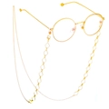 Detail of a gold geometric rhombus metal eyewear chain with stylish round glasses - Diamond