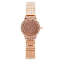 Elegant rose gold women's quartz watch featuring a full diamond crystal iced out design - Rose Gold