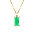 Minimalist 18K gold plated stainless steel necklace with square green zircon pendant - Green