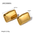 Vintage style golden rectangular dome stud earrings measuring 3.07cm in height - Gold Rectangular Curved (JDE2308001)