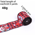 Rollo de cinta navideña de 5 yardas de cuadros rojos y negros con patrones de gnomos - Estilo Gnomo a Cuadros Rojos y Negros (Z2-49)