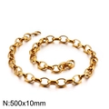 Hip hop style gold chunky stainless steel square pearl necklace N:500x10mm size - 500*10mm Necklace / Gold