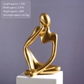 Golden abstract thinker resin figurine for modern office decor, 13cm height - Gold Right Revery