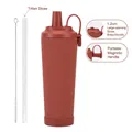 830ml terracotta insulated tumbler with magnetic handle and 1.2cm wide pearl straw - 830ml / Brick Red (New)
