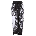 Elegant black and white floral sarong wrap with a sleek satin waist tie detail - One Size / Black and White Skirt