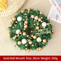 Handmade Christmas wreath with gold pine needles, festive balls and Merry Christmas sign - 30cm / Gold
