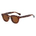 Retro round sunglasses with tortoiseshell frame and dark brown lenses for a stylish look - Tortoise Frame Tea Lens