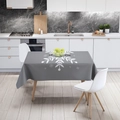 Gray Christmas tablecloth with Let It Snow snowflake print on a wooden dining table - Gray-LET IT SNOW