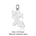 Détail d'un pendentif bébé fille en acier inoxydable de 13x21mm pour bijoux DIY - Pendentif Bébé de Profil (Pendant Only) (JA356-1) / 5 Pièces / Argent