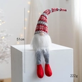 Muñeco gnomo navideño rojo y gris con gorro de punto de copos de nieve, decoro 51cm - Estilo C