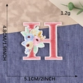 Embroidered floral letter H patch for clothing pink alphabet sticker 4.8cm height - Letter H / Hot Melt Adhesive