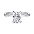S925 sterling silver ring featuring a radiant rectangular cut sparkling zirconia stone - Rectangle Silver Simple