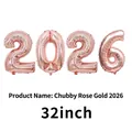 Set of 32-inch chubby rose gold 2026 number foil balloons for New Year celebration - 32 inch / Chubby Rose Gold