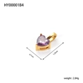 Detail view of heart zircon pendant with dimensions 1.25cm by 0.71cm and 2.84g weight - Purple (HY00001B4)