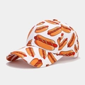 Baseball cap with all-over hot dog print for sun protection and outdoor casual style - Adjustable / Hot Dog Pattern