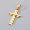 Minimalist double-layer stainless steel cross necklace pendant in polished gold finish - Style A (Without Chain) / Gold