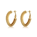 Boucles d'oreilles créoles C dorées minimalistes avec surface mate et texture perlée - Doré