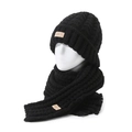 Set invernale con berretto in maglia nera e sciarpa per uomo e donna con paraorecchie - Berretto Nero + Sciarpa