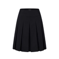 Classic black pleated skirt with A-line silhouette and belt loops on a white background - XS / Black