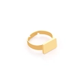 Anello regolabile in acciaio dorato con un design rettangolare piatto e minimalista - Anello Rettangolare