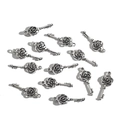 Collection of vintage silver-tone metal skeleton key charms for DIY jewelry making - 11X28mm (Skull Key)
