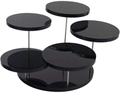 Detailed view of black acrylic 3-tier round riser display stand for jewelry and cupcakes - 5-Round Display Stand / Black