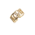 Macro shot of gold LOVE heart ring featuring intricate micro-pave cubic zirconia crystals - Adjustable Open / Gold LOVE Pave Style