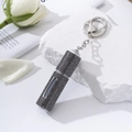 Sparkling dark grey rhinestone refillable perfume bottle keychain on stone base - Gray