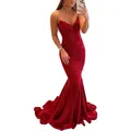 Sparkly red sequin mermaid evening dress with deep V-neck and slim fit silhouette - US size 2 (S) / Red