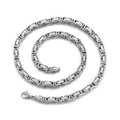 Silver stainless steel Byzantine chain necklace for men with lobster clasp on white background - 550mm x 6mm (KN117547-Z)