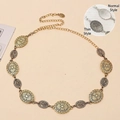 Cadena de cintura retro de metal dorado bronce con motivos grabados étnicos - Estilo Delgado / Dorado Bohemio