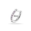 Titanium oorring met 8mm binnendiameter en vijf lichtpaarse zirkonia-steentjes erin - Paars (T2562-8mm Paars) / 8mm