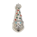 Spilla cappello di Natale in argento placcato oro 18K con strass colorati e Babbo Natale - Color Acciaio