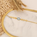 Flat snake chain bracelet with evil eye pendant on white marble decorative plate - Flat Snake Chain Evil Eye Style (5#)