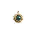 Detailed view of sunburst gold pendant with central green gemstone for DIY jewelry - African Jade