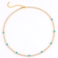 Collier tennis avec zircons bleu clair et blanc, plaqué or avec fermoir mousqueton - Plaqué Or 18K / Zircone Bleue