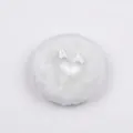 Soft white plush powder puff for babies featuring a decorative silk bow design - No Packaging / White