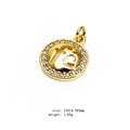 Golden round pendant with micro-pave zircons and abstract cutout pattern - Round Hollow (9#)