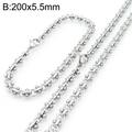 Handcrafted silver stainless steel chain link necklace 200x5.5mm with toggle clasp - Style A 5.5mm Lobster Clasp / Necklace 45cm