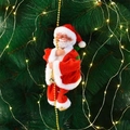 Babbo Natale elettrico che si arrampica su catena dorata per decorazione natalizia - Pelle Bianca Perle Arrampicanti