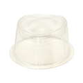Detailaufnahme von Hutstütze aus transparentem PVC mit rundem Zylinder und flachem Boden - Unebener Oberteil-Stil / Transparent