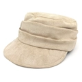 Klassische beige Wildleder-Reitermütze mit flachem Schirm für einen Retro-Look - M (56-58cm) / Beige