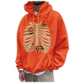 Orange Halloween hoodie with skull ribcage and pumpkin graphics for men and women - S / Top (47) / Orange