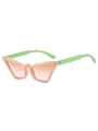 Cat eye sunglasses featuring transparent pink frames and contrasting green temples - Jelly Pink Frame Tea Pink Lens