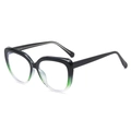 Cat-eye TR90 brilmontuur met zwart en groen verloop en doorschijnende afwerking - Zwart Groen Transparant Gradiënt Frame