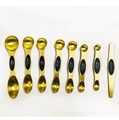 8-piece set of gold magnetic stainless steel double-sided measuring spoons with black grips - Bagged Rose Gold Double-Ended Measuring Spoons And Leveler (F109)