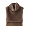 Damen Kunstpelz Stehkragen Schal in Braun mit weicher Plüsch-Textur für Winter - S / Braun