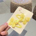 Pair of yellow sequin butterfly hair clips with white pearls for girls and kids - Yellow BB Clip (Pair)