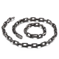 Dark grey titanium steel paperclip necklace and bracelet set with lobster clasp - Gun Black Set (KS138814-KFC)